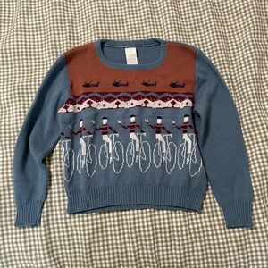 Vintage 70’s Sweater Helicopter and Bicycle Woven Design Boy’s Vintage Pullover